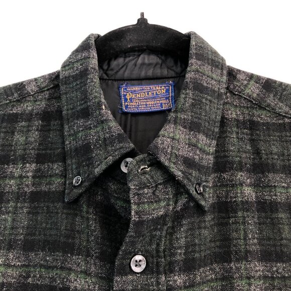 Vtg Pendleton Mens Plaid Wool Fireside Shirt Size M L Overshirt Long Sleeve 60s - Picture 4 of 10